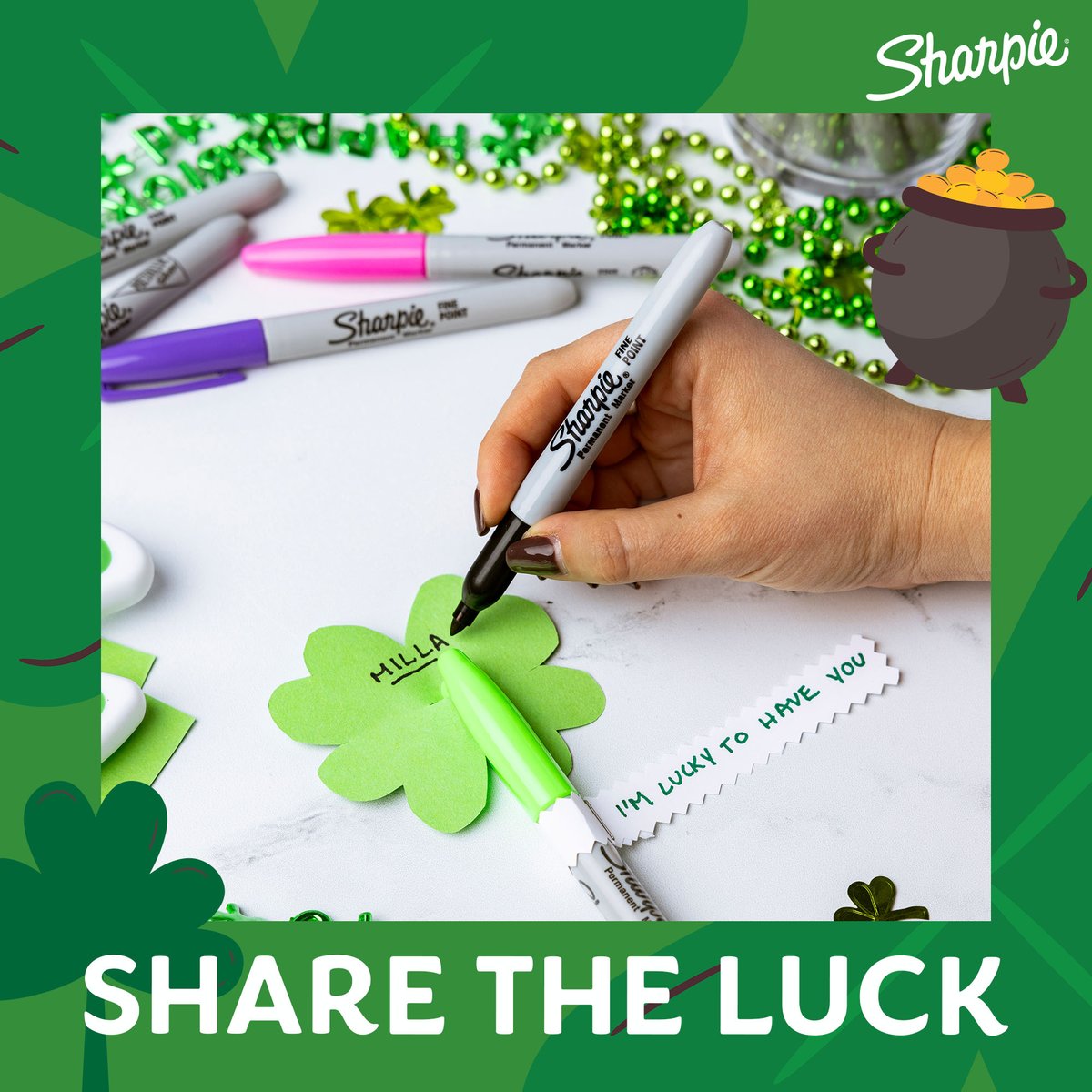 SPRichardsCo's tweet image. Happy St. Patrick's Day from us and Sharpie! 🍀

We're sharing the luck with a little creativity. ✨ Grab your Sharpies and let the St. Patrick’s Day magic flow! Doodle, decorate, and make some shamrockin’ art!

#ShareTheLuck #StPatricksDay #Sharpie #LuckyToCreate