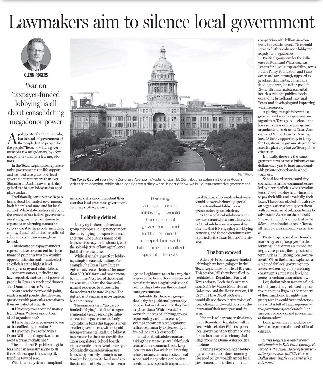 Pastors for Children (@pastors4txkids) on Twitter photo War on âtaxpayer-funded lobbying' is all
about consolidating megadonor power.
Billionaires in chargeânot YOU!
Make #txlege listen to YOUânot their rich masters!
Tell them NOW to fund #txed!
And to STOP the voucher scam!
Thank you, <a href="/RogersForTexas/">Glenn Rogers</a> War on âtaxpayer-funded lobbying' is all
about consolidating megadonor power.
Billionaires in chargeânot YOU!
Make #txlege listen to YOUânot their rich masters!
Tell them NOW to fund #txed!
And to STOP the voucher scam!
Thank you, <a href="/RogersForTexas/">Glenn Rogers</a>