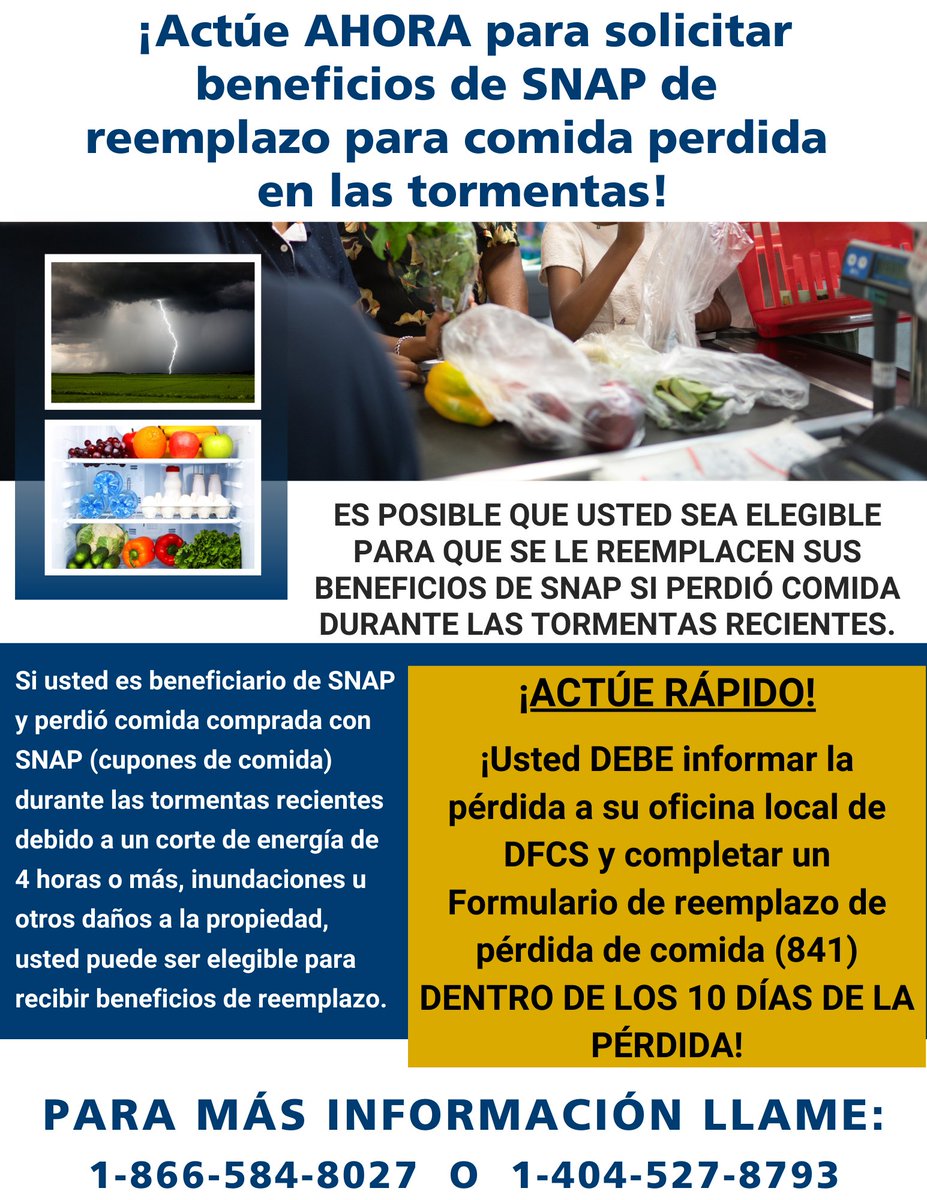 If power outages and flooding during this weekend's storms caused you to lose food bought with SNAP (Food Stamps), you may be eligible for replacement- act quickly!  The deadline to submit the required form is just 10 days from the date of the loss

glsp.org/emergency_snap/