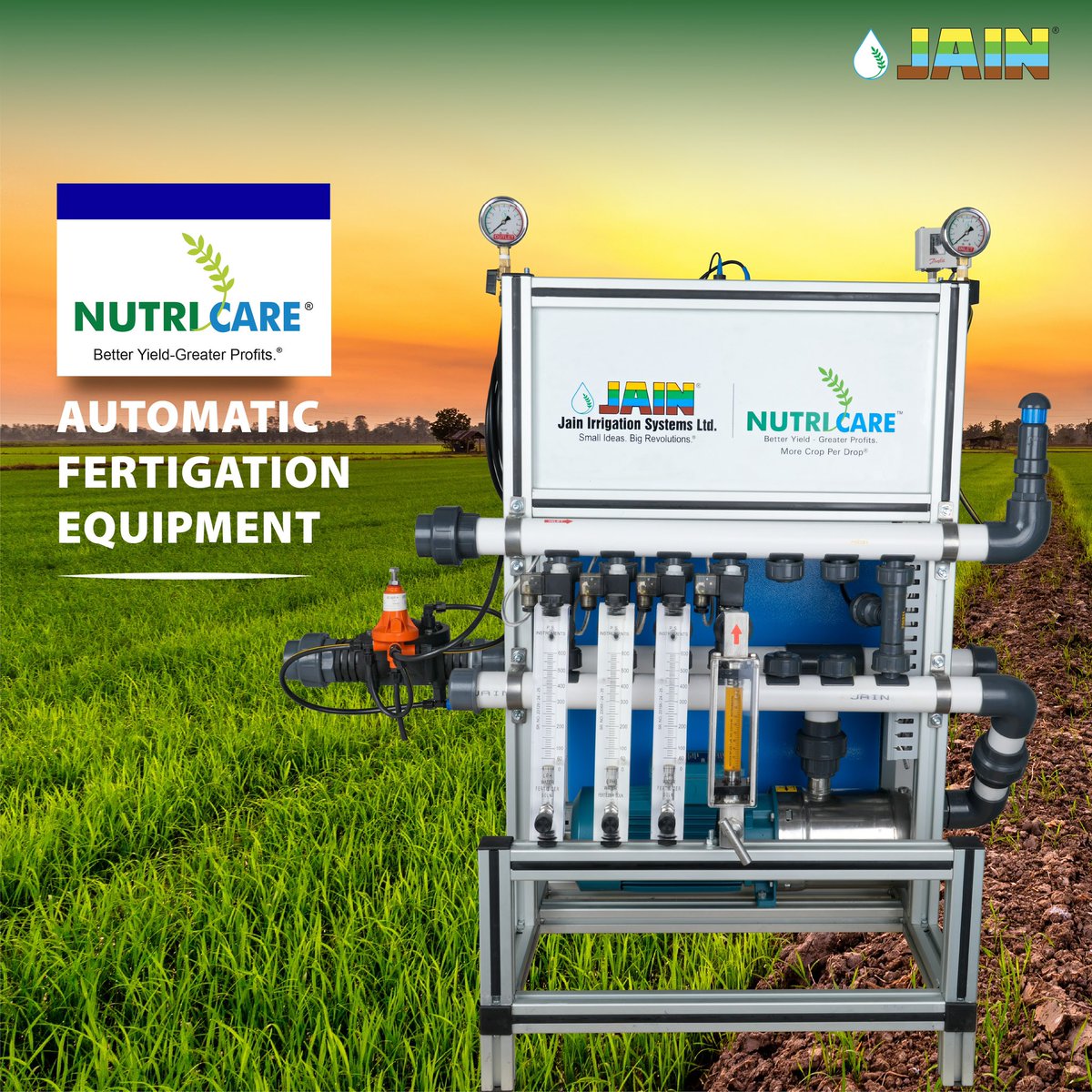 JainIrrigation's tweet photo. Transform your farming with NutriCare 🌿 where cutting-edge automation meets intelligent nutrient management ✅ 

Cultivate a future of abundant harvests and sustainable practices, all at your fingertips! 🧑🏻‍💻👩🏻‍🌾 

#NutriCare #Automation #Transformation #JainTechnology #AgTech #JainIrrigation #JISL