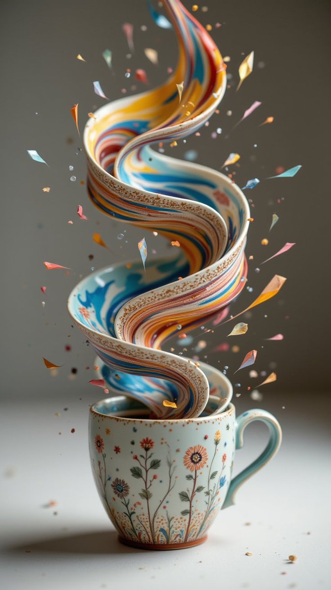 MingStar's tweet photo. Coffee Mug Rhapsody #aiart #ai #genai #flux https://t.co/kbOgH8oGsC