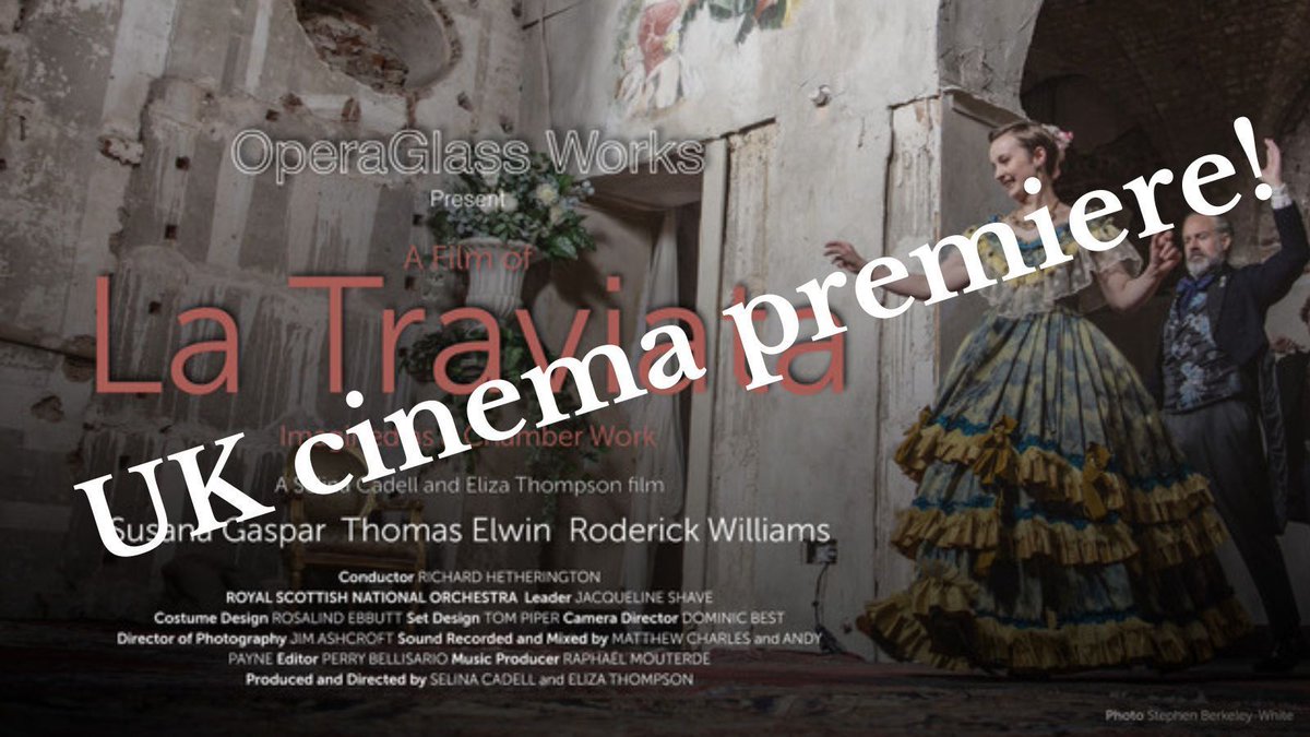 🗞️ Exciting news! 

La Traviata has its UK cinema premiere next month! 📽️

At the Act One Cinema in Acton, on Sunday, April 6, at 1pm, followed by a Q&amp;A with OperaGlass Works' Selina Cadell and Eliza Thompson.

Details here: actonecinema.co.uk/movie/la-travi…