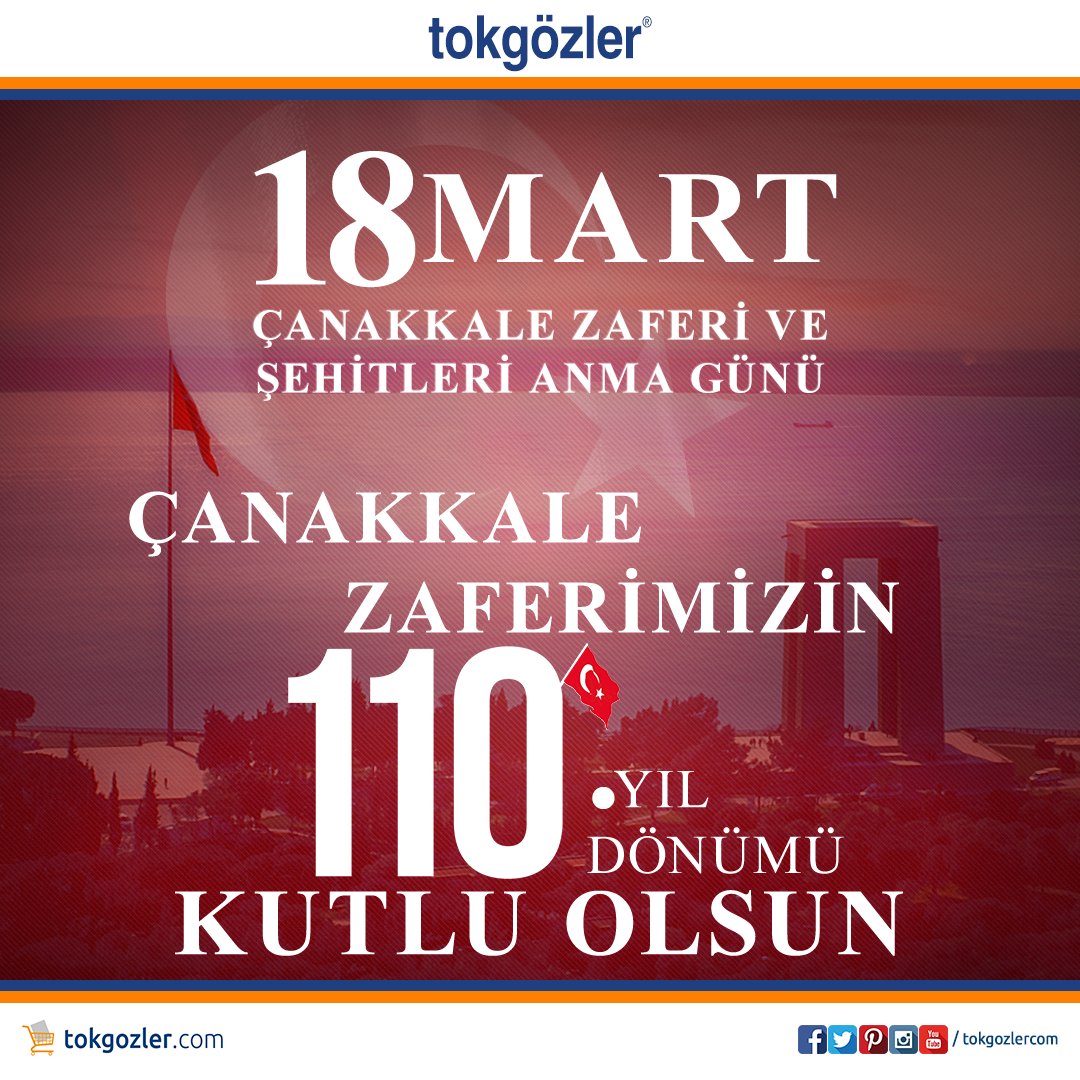 18 Mart Çanakkale Zaferi ve Şehitleri Anma Günü
Çanakkale Zaferimizin 110.Yıl Dönümü Kutlu Olsun
► tokgozler.com
#18Mart #ÇanakkaleGeçilmez #ÇanakkaleZaferi #Çanakkale