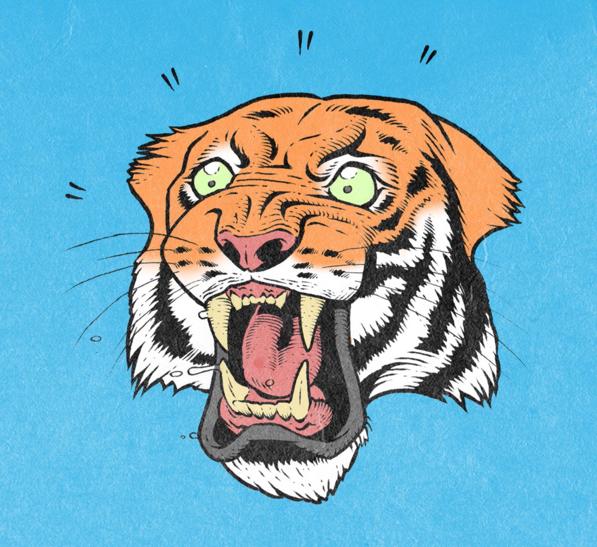 Finally back to being able to add to colour to/upload artwork. Here's a comic art style illustration based on a sketch I made of a taxidermied Tiger seen during a museum visit.
-
#comicart #artwork #illustrationart #illustraion