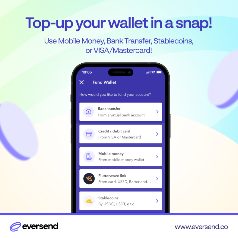 eversendapp's tweet photo. Send &amp; Receive Money in 8+ Countries, Get Paid Globally with USD/EUR Virtual bank Accounts, Shop and Pay Online in 100+ Platforms, Exchange Currency at Best Exchange Rates, and TopUp easily via Stablecoins, Mobile Money, Bank Transfer &amp; More! @eversendapp