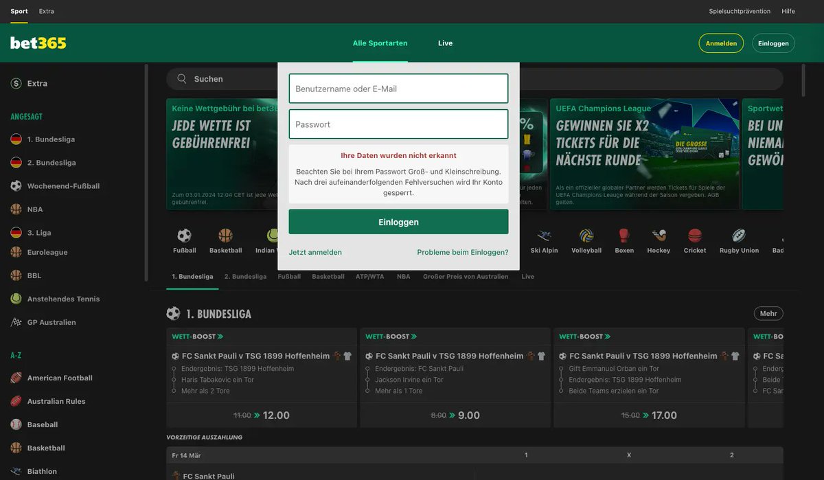 wettbonus360's tweet photo. 🚨 Probleme beim Einloggen bei Bet365? 🤯

🔗 Jetzt lesen &amp; Problem lösen: https://t.co/YkGmcF7L7W

#Sportwetten #Bet365 #LoginProblem #Wetten #Wettbonus360 https://t.co/oXWvk7Vtqv