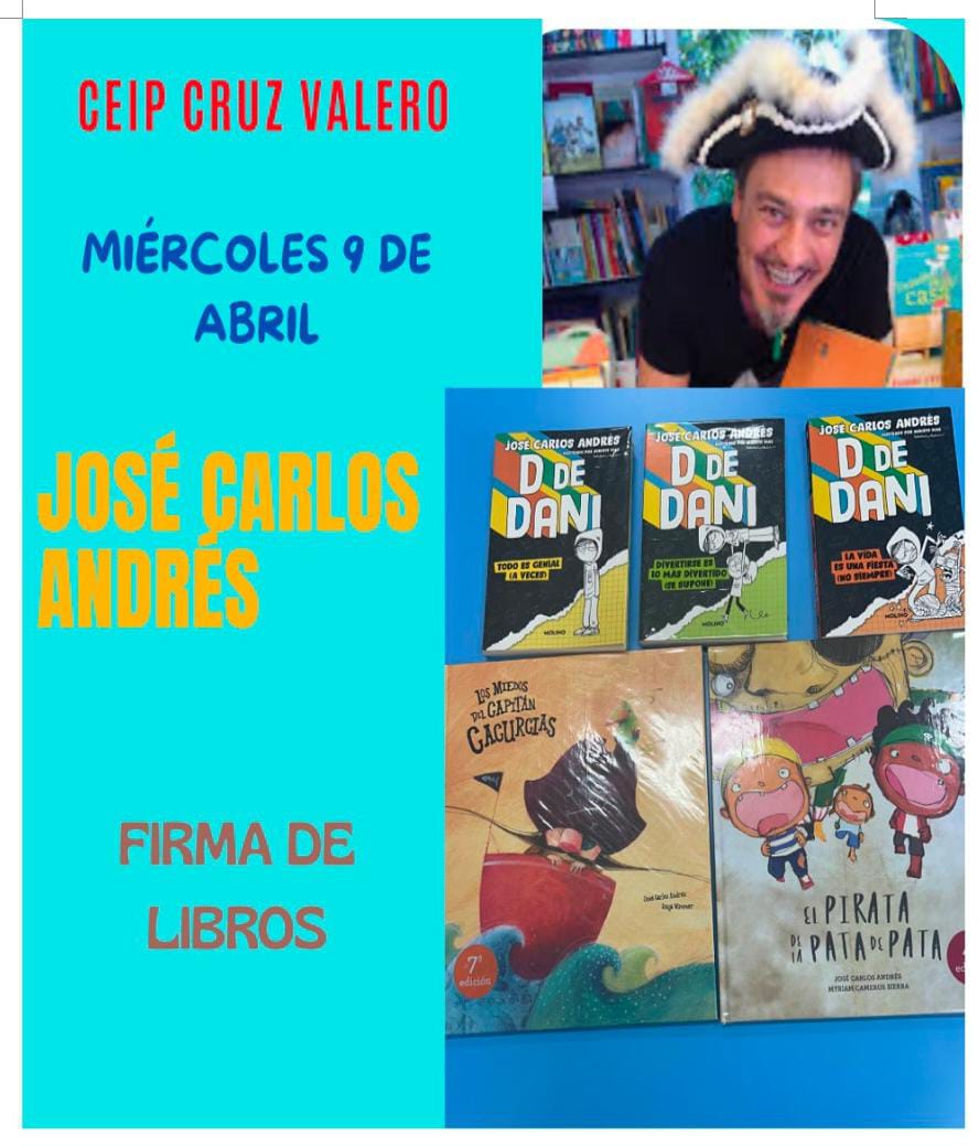 El próximo miércoles, 9 de abril, en CEIP CRUZ VALERO tendremos el encuentro literario con el escritor "José Carlos Andrés". 
Nuestro centro pertenece a REBEX, encuentro facilitado por la Consejería de Educación, Ciencia y Formación Profesional. 

#encuentrosliterarios2425_ex