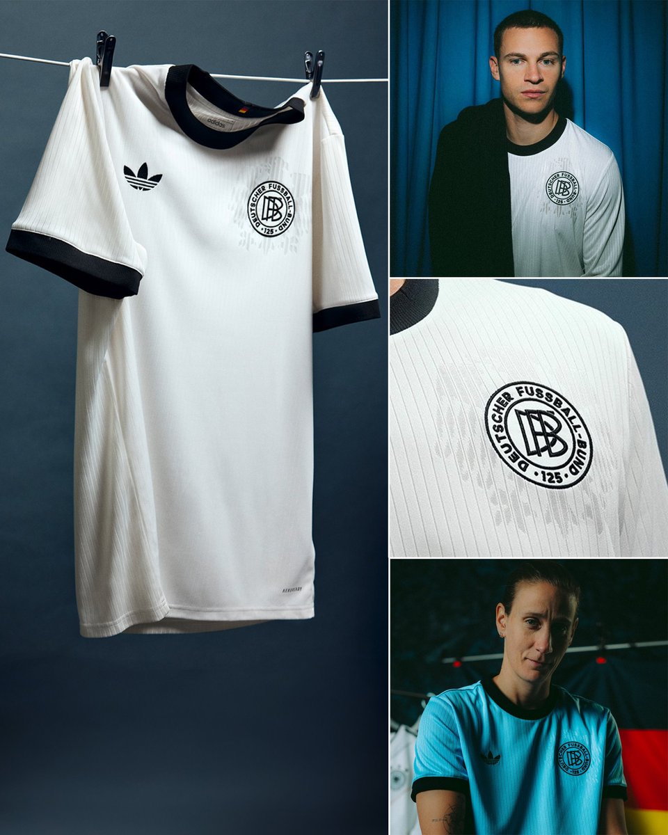 MenInBlazers's tweet photo. This jersey, marking the German Football Association's 125th anniversary, is an instant classic 🇩🇪

One of Adidas' last Germany shirts. So clean 😮‍💨 https://t.co/eAuhCbwMoO