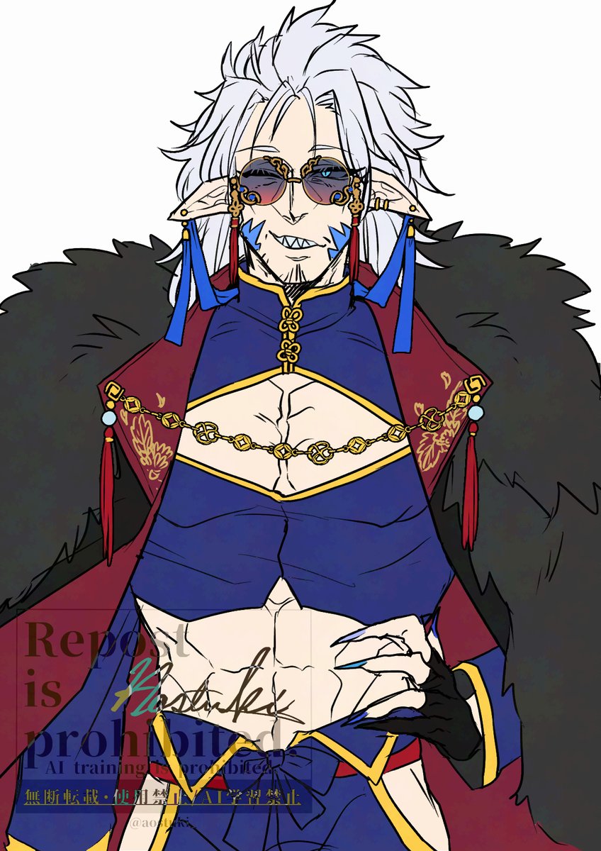 「ベリアゴさんにキャラ化してもらったおじ!! 見たまんま描いてみたのと自宅アレンジ」|あおつきのイラスト