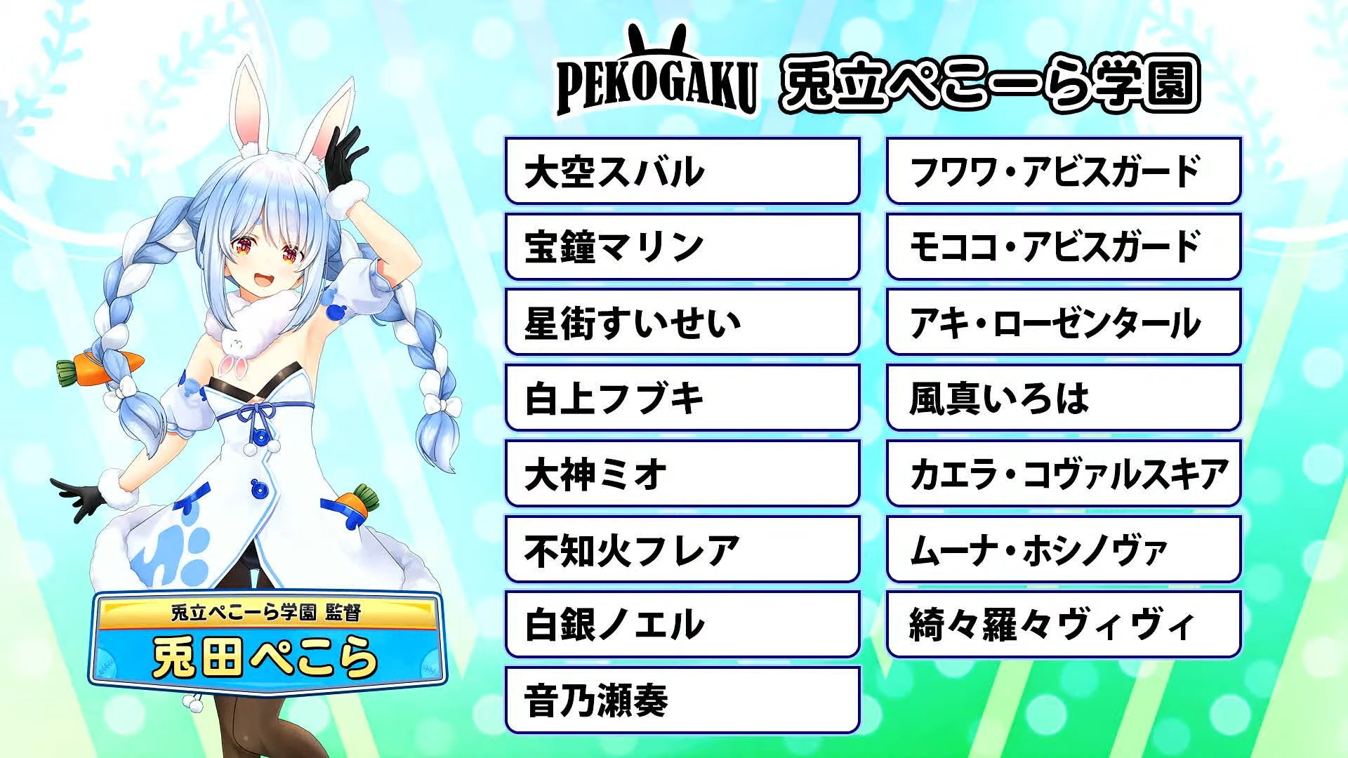 にじホロ交流戦　兎立ぺこーら学園　チームキャップ　兎田ぺこら 1 兎立ぺこーら学園チームメンバー｜にじホロ交流戦2025