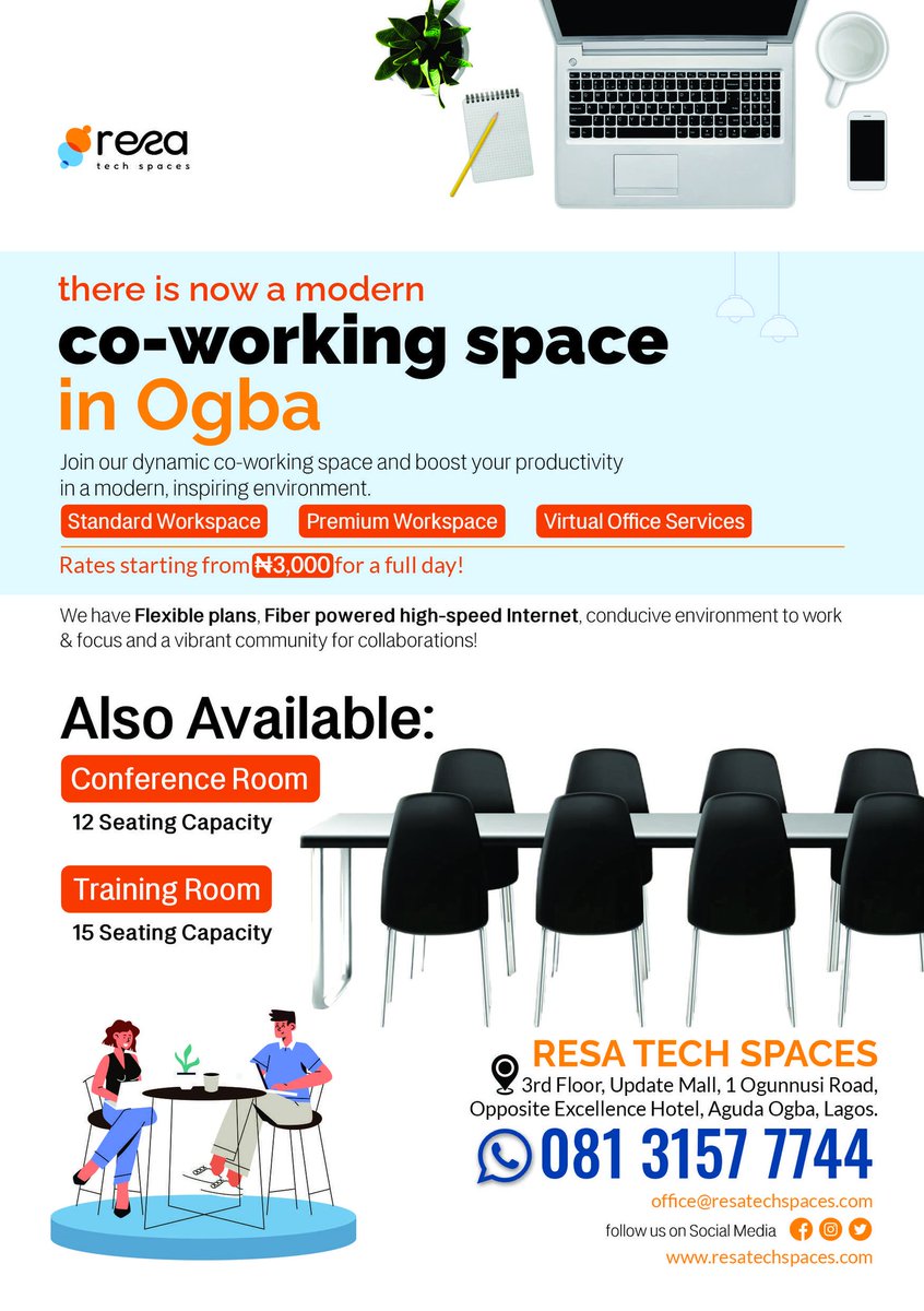 TrafficChiefNG's tweet image. Escape the distractions and find your focus @resa_techspaces