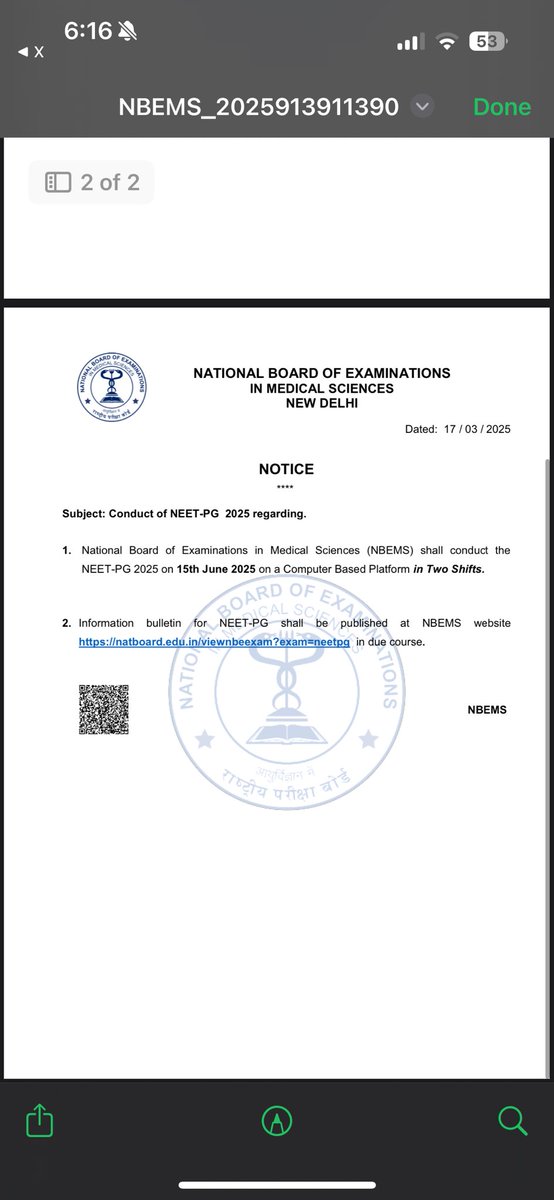 sakshi_031's tweet photo. Can somebody confirm if this is official? 
#neetpg2025 https://t.co/X7E5vwEvCO