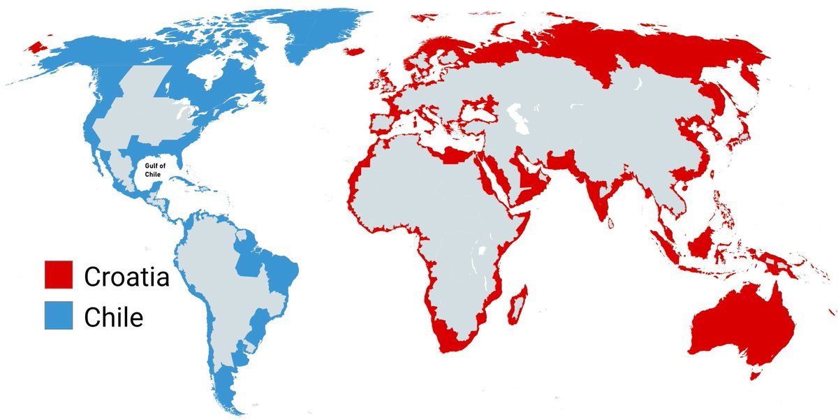 The Chilean and Croatian empires at their territorial peak