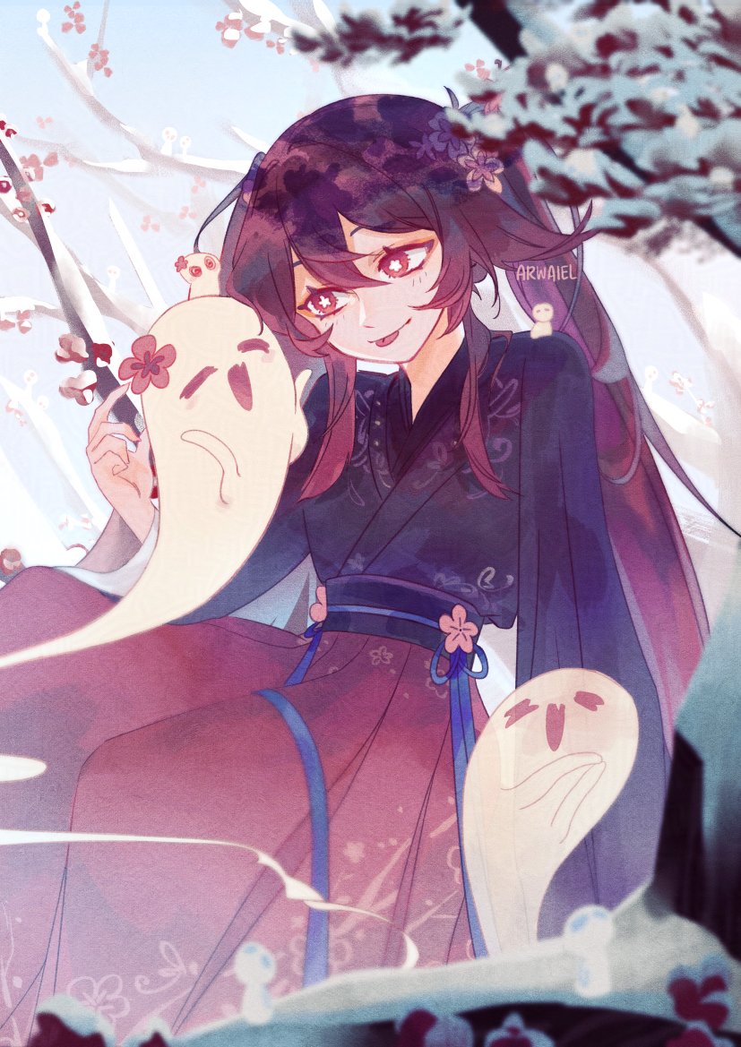 null ,胡桃|フータオ(原神) 「Human Artist, let's QRT with your work