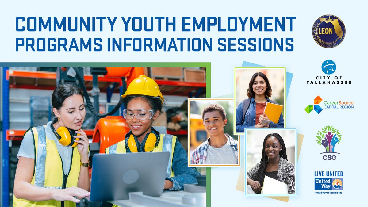 LeonCounty's tweet photo. Starting this week, Leon County will host information sessions focused on year-round youth employment opportunities available for youth ages 14 to 24. Learn about important deadlines for applying and how to access community resources. Details: https://t.co/khTtuL1YAD https://t.co/ozZ2flaDPw