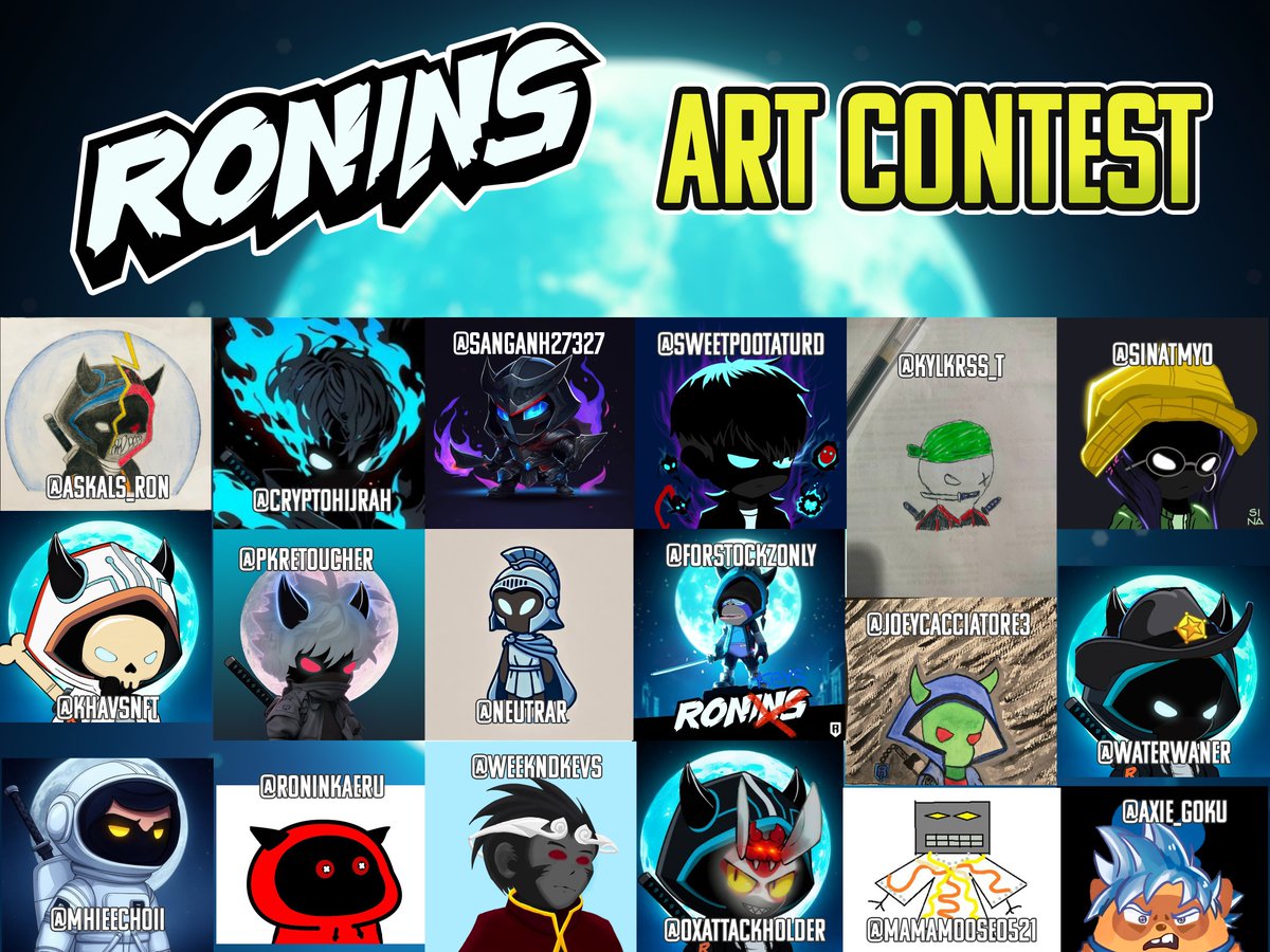 GM, RONINS! 😈

The following participants will have their work adapted as a trait with their name in the RONINS collection!

5 of you will get GTD WL, and the rest WL. We'll reach out over the next few days (or week). Stay tuned.

Have an awesome week, our time is coming!