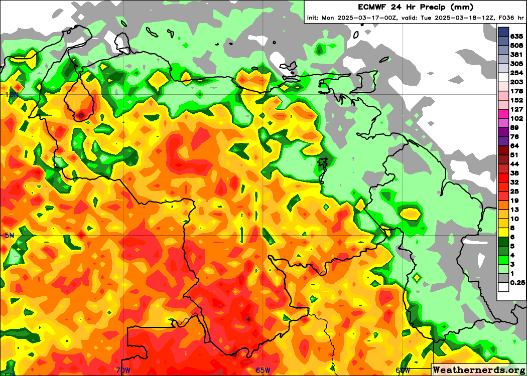 EstebanWXcast's tweet photo. Venezuela, salida de los modelos de precipitación acumulada en 24 hrs, terminados a 08:00 HLV del 18MAR25, según GFS, ICON, GEM y ECMWF. Se prevén acumulados importantes y más probables en Zulia, Andes, Llanos occidentales y centrales, sur de Bolívar y Amazonas. https://t.co/3jayw9rTpw