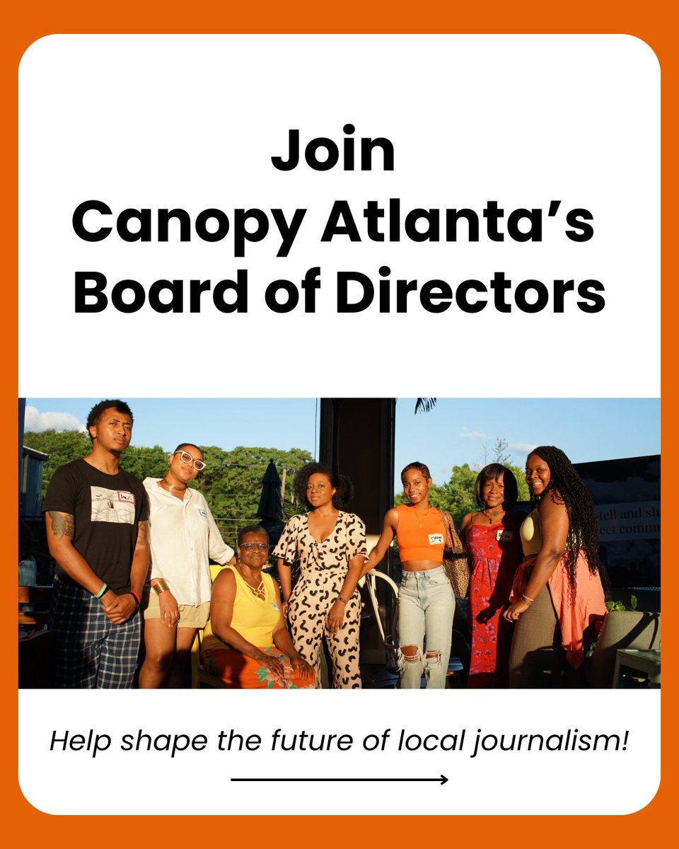 canopyatl's tweet photo. Canopy Atlanta is seeking passionate, community-driven leaders to join our board of directors! 

Interested? Learn more and apply here: https://t.co/iwyHWalJeH

Know someone who’d be a great fit? Share this post with them! https://t.co/NkBx8Zmqny