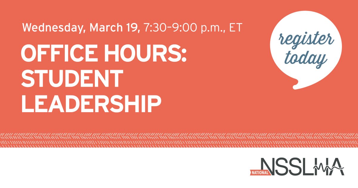 NSSLHA's tweet image. 🌟 Curious about a National NSSLHA leadership role? Join this virtual event to hear from current student leaders & get your questions answered!
📅 March 19, 7:30–9:00 PM EST
Register now: on.asha.org/4iLlzAn