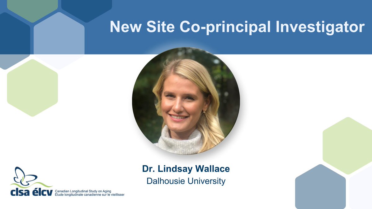 Canadian Longitudinal Study on Aging (CLSA) (@clsa_elcv) on Twitter photo The Canadian Longitudinal Study on Aging is thrilled to announce our new site-co principal investigator at <a href="/DalhousieU/">Dalhousie University</a>. Please join us in welcoming Dr. Lindsay Wallace <a href="/WallaceLindsay/">Dr. Lindsay Wallace</a>! The Canadian Longitudinal Study on Aging is thrilled to announce our new site-co principal investigator at <a href="/DalhousieU/">Dalhousie University</a>. Please join us in welcoming Dr. Lindsay Wallace <a href="/WallaceLindsay/">Dr. Lindsay Wallace</a>!