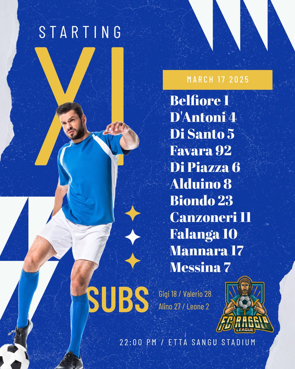 FC Raggia (@fcraggia) on Twitter photo MATCH DAY ๐๏ธ
๐<a href="/VpcPro/">Jallo</a>
๐ฆ22:00 PM
๐ <a href="/JamminCafe/">Jammin Cafe</a>
๐<a href="/VpcPro/">Jallo</a>
๐ฆ22:30 PM
๐@fcsenzamani
๐<a href="/VPGItaly/">VPG Italy ๐ฎ๐น</a>
๐ฆ22:40 PM
๐<a href="/SbinottiEsport/">Sbinotti Esport</a>
๐<a href="/VPGItaly/">VPG Italy ๐ฎ๐น</a>
๐ฆ23:00 PM
๐<a href="/DevilsDiscord/">TheBlackDevilsDiscord</a> MATCH DAY ๐๏ธ
๐<a href="/VpcPro/">Jallo</a>
๐ฆ22:00 PM
๐ <a href="/JamminCafe/">Jammin Cafe</a>
๐<a href="/VpcPro/">Jallo</a>
๐ฆ22:30 PM
๐@fcsenzamani
๐<a href="/VPGItaly/">VPG Italy ๐ฎ๐น</a>
๐ฆ22:40 PM
๐<a href="/SbinottiEsport/">Sbinotti Esport</a>
๐<a href="/VPGItaly/">VPG Italy ๐ฎ๐น</a>
๐ฆ23:00 PM
๐<a href="/DevilsDiscord/">TheBlackDevilsDiscord</a>