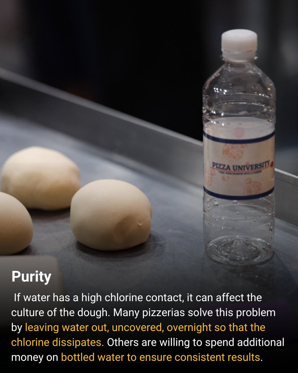 PizzaUniv's tweet image. Did you know? The quality of water can change the texture &amp;amp; taste of your pizza dough! 💧🌊 From NYC’s legendary tap water to high-mineral content wells, water matters more than you think! #PizzaScience