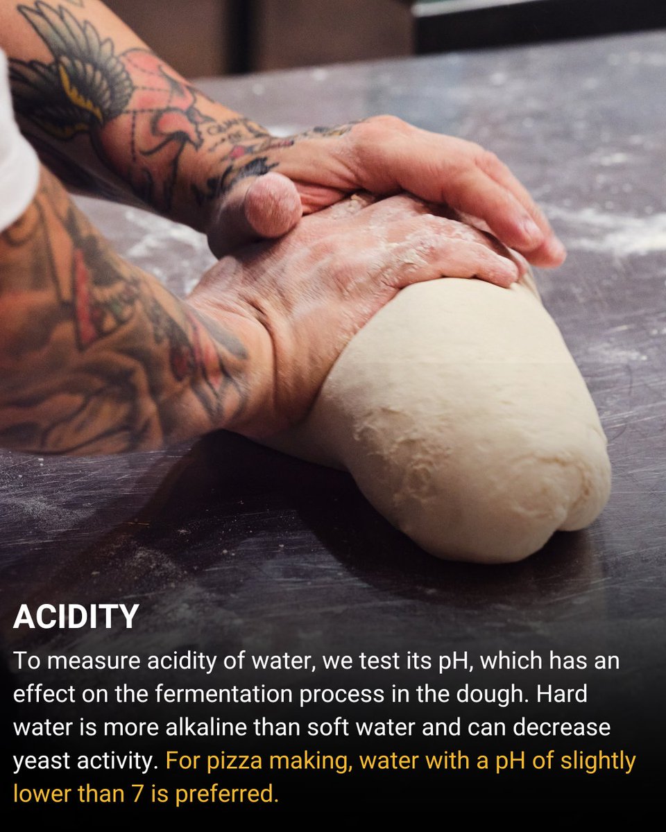 PizzaUniv's tweet image. Did you know? The quality of water can change the texture &amp;amp; taste of your pizza dough! 💧🌊 From NYC’s legendary tap water to high-mineral content wells, water matters more than you think! #PizzaScience