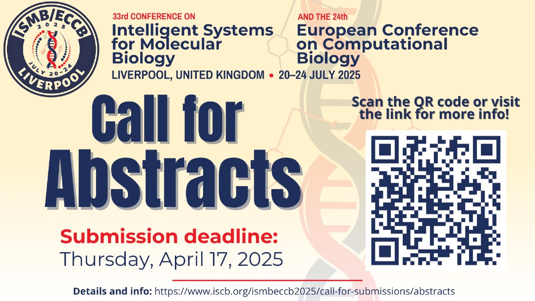 Abstract submissions to #ISMBECCB2025 are due in one month!

📥: iscb.org/ismbeccb2025/c…