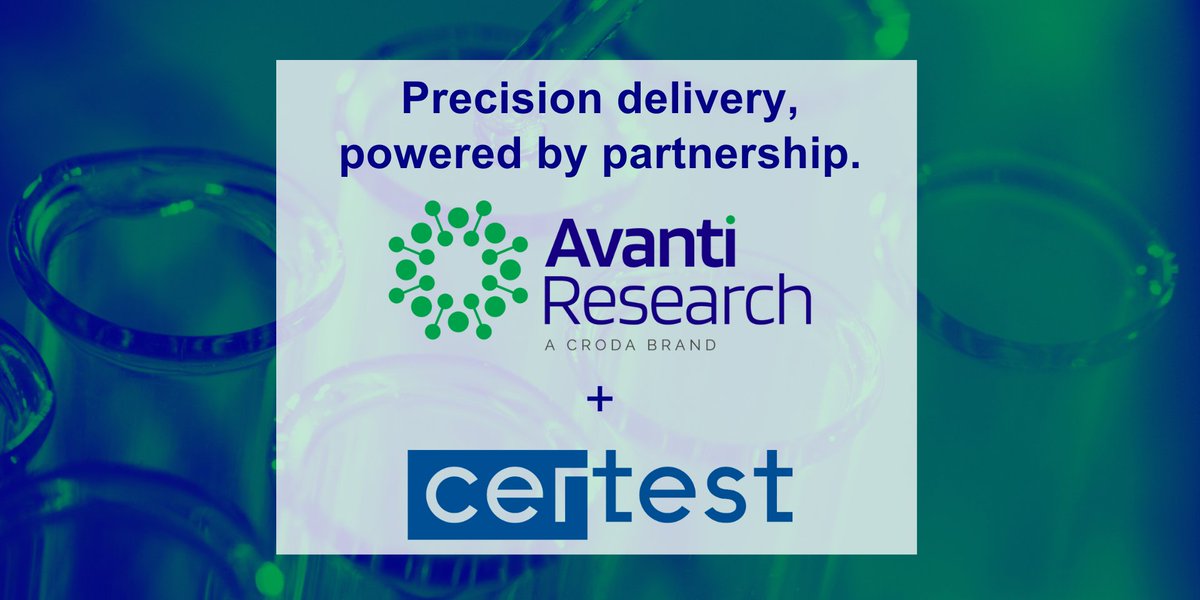 Avanti Research™ is excited to partner with Certest Pharma to create new ionizable lipids for targeted delivery to the lungs, liver, and spleen, enhancing biodistribution for RNA, gene therapy, and vaccines. 

Learn more: ow.ly/zG0M50Vi8Gj