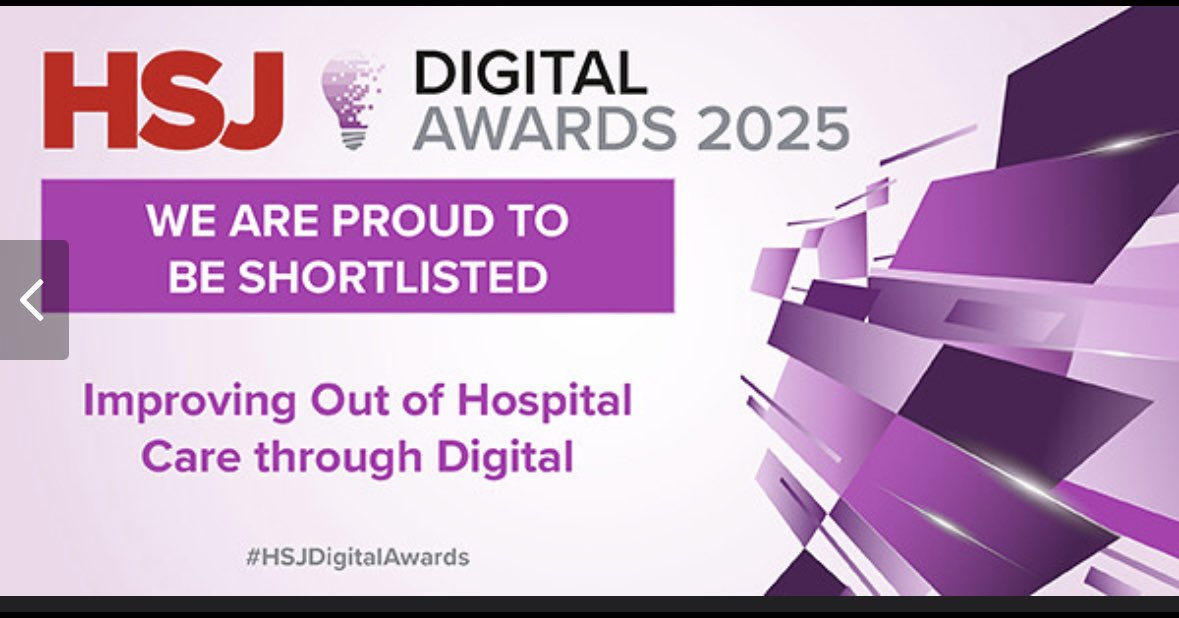 Incredibly proud to share that <a href="/MWLNHS/">Mersey & West Lancs Teaching Hospitals NHS Trust</a> have been shortlisted for a #hsjdigitalaward in the category of improving out of hospital care through digital for our Frailty Virtual Award ✨
