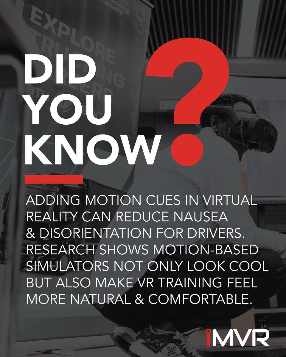 Did you know?
In virtual reality, adding motion cues can help reduce nausea and disorientation for drivers. Our latest research shows that motion-based simulators don’t just look cool—they make VR training feel more natural and comfortable!
#VRTips #VirtualTraining #TruckDrivers
