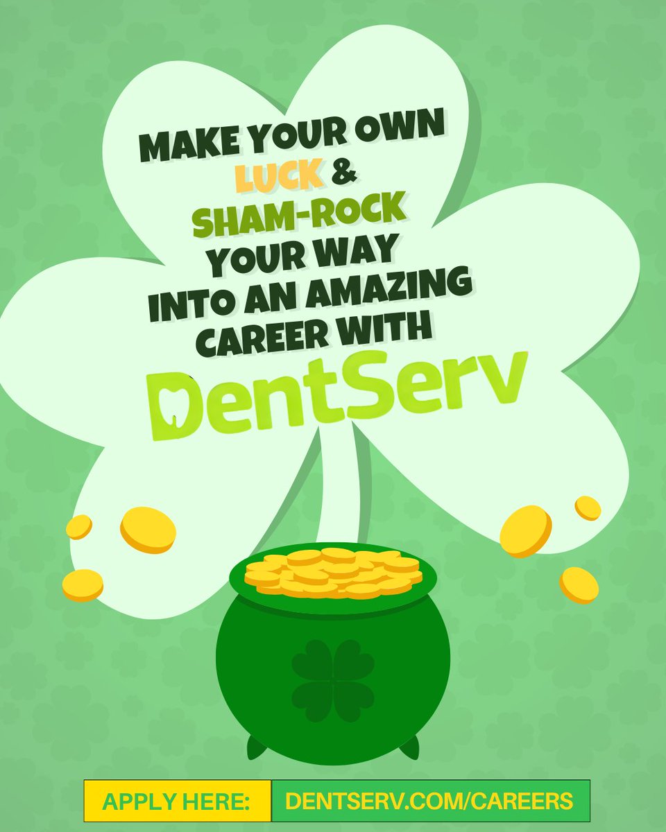 Dentserv_PC's tweet photo. Don’t rely on four-leaf clovers—create your own luck! Apply today! ➡️ https://t.co/vMeRrMLPBm

#DentServCareers #DentalJobs #NowHiringDentists #DentServ #DentistJobs https://t.co/m1rsV3K9I7