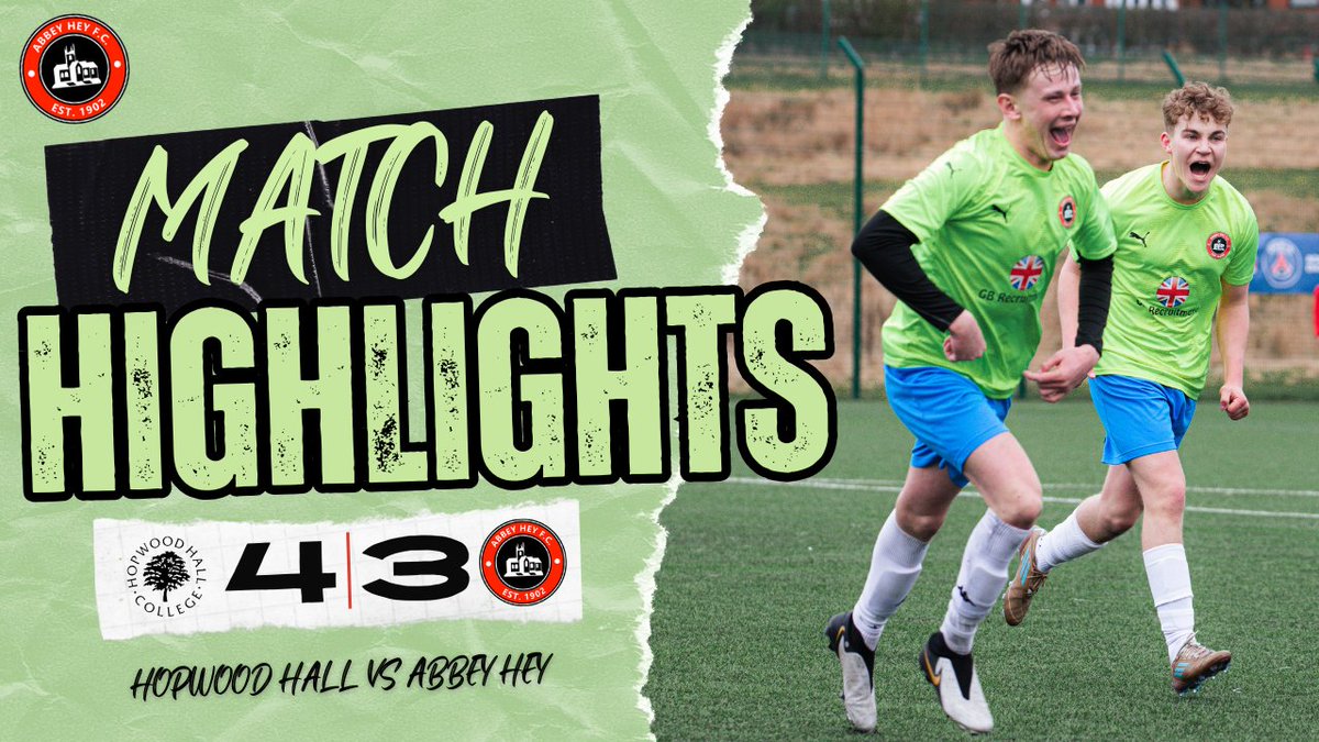𝙈𝙖𝙩𝙘𝙝 𝙃𝙞𝙜𝙝𝙡𝙞𝙜𝙝𝙩𝙨 📽️

Here's @TJBfilms_ highlights package from yesterday's <a href="/AbbeyU21/">Abbey Hey U21</a> clash away at <a href="/hopwoodhall_u21/">Hopwood Hall College FC Under 21s</a>, available on our YouTube channel! 👊

🔗👉 youtu.be/_XRDNr8tibw 👈
