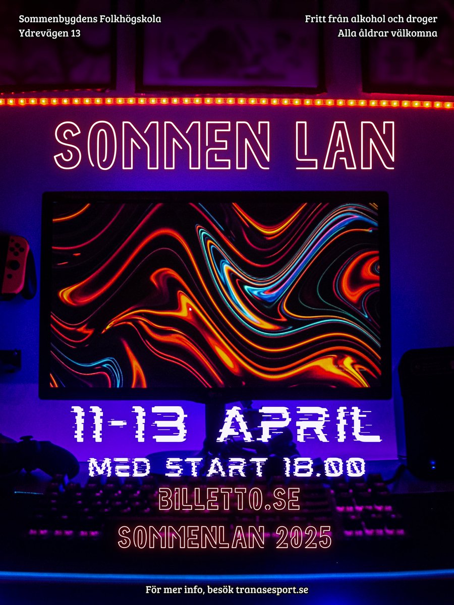 Ska vara på Lan i Tranås, nån som vill komma eller?
Finns turneringar i alla spel, sovsal och göttegibb
tranasesport.se