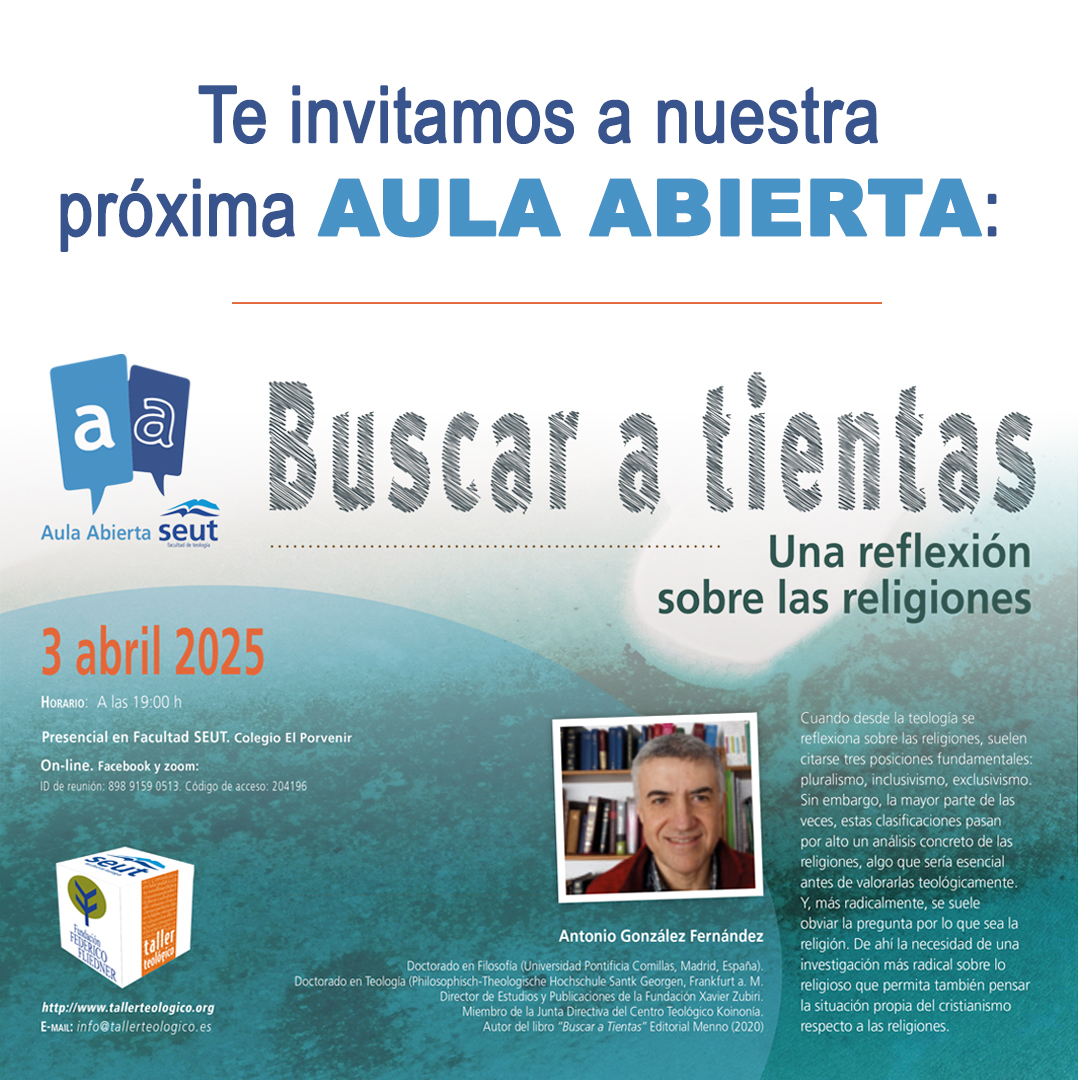 Te invitamos a Aula Abierta 2025 con el Dr. Antonio González Fernández en nuestras instalaciones. También puedes seguirla online por Facebook y Zoom. 
Se trata de un foro para poner en diálogo la teología, la iglesia y la sociedad que se celebra anualmente.
¡Te esperamos!