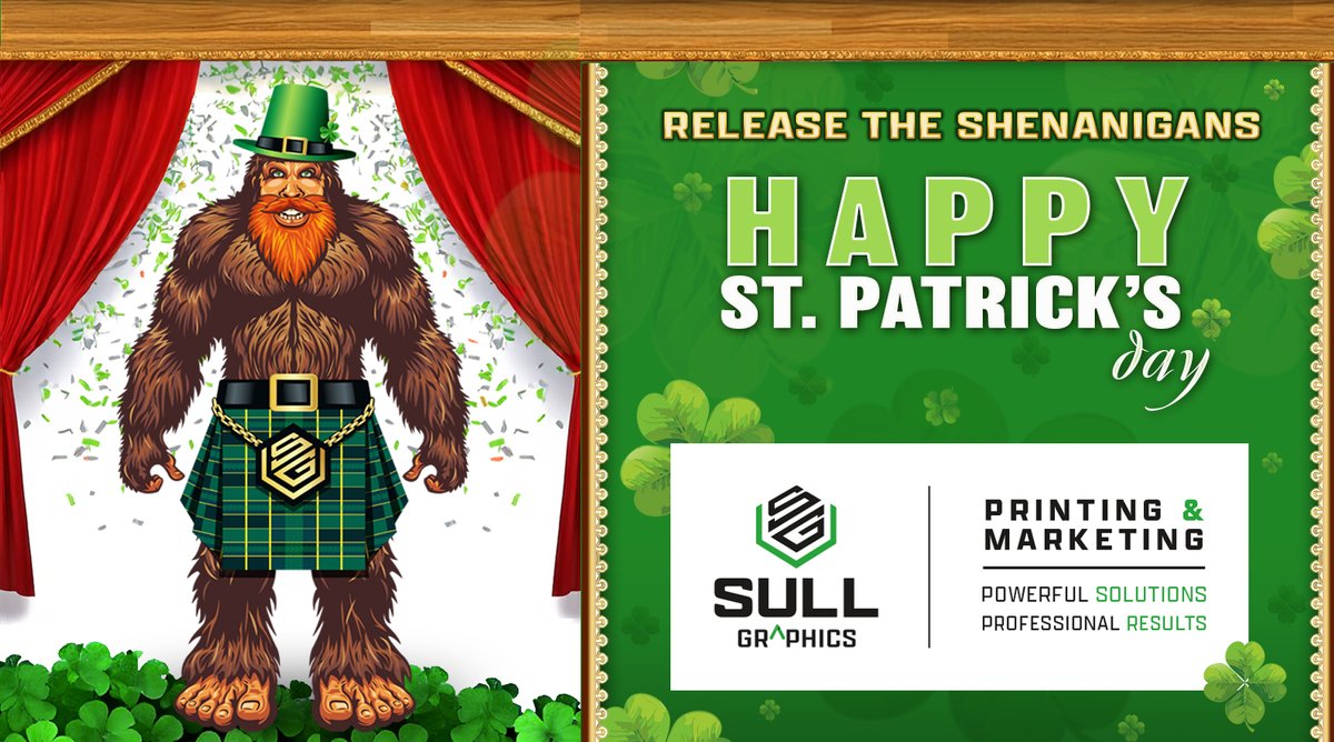 SULLGRAPHICS's tweet image. Go Green with Sull Graphics &amp;amp; Spot the SullSquatch! 🍀 - mailchi.mp/sullgraphics/s…