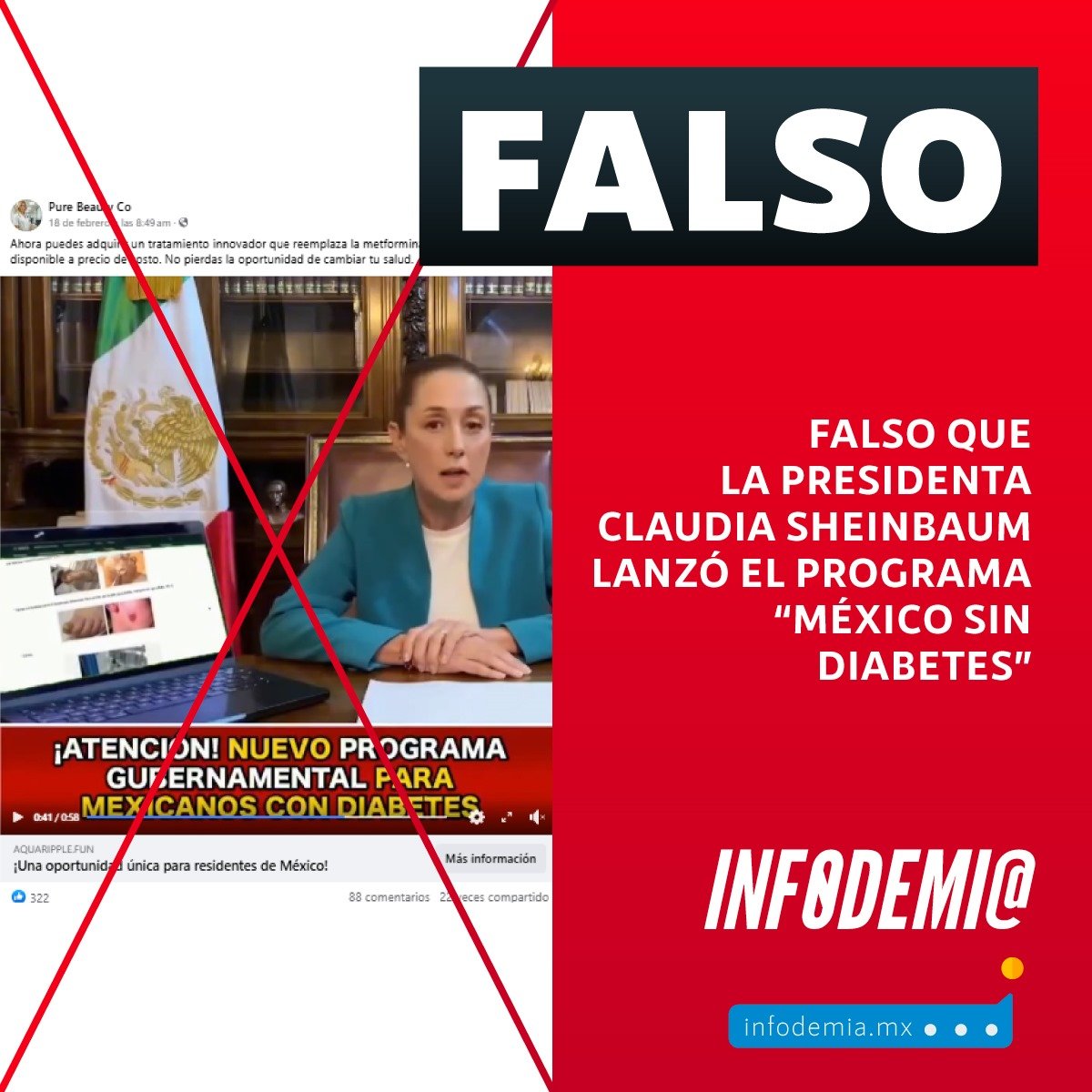 infodemiaMex's tweet photo. ❌Falso que la presidenta #ClaudiaSheinbaum lanzó el programa “México sin Diabetes”

✅El mensaje de la presidenta @Claudiashein, dirigido el 7 de octubre de 2024 a los habitantes de Yucatán para instarlos a tomar precauciones por el huracán Milton, fue manipulado mediante Inteligencia Artificial. En el video original, la presidenta nunca mencionó el lanzamiento de ningún programa.

➡️ https://t.co/MYZc8Efdb5