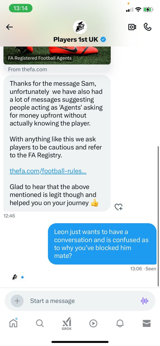 leon_sturridge's tweet photo. Nothing more to be said!!!! Iโve never once said Iโm a fully licensed agent to anyone however Iโve said about trusting each other and getting the best I can for my player NON LEAGUE LEVEL! One of my players asking them questions #TrustTheProcess #letsdothis #creamrises https://t.co/5i1fNK4zZ5