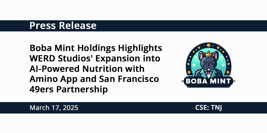 BobaMintHolding's tweet image. Boba Mint Holdings Highlights WERD Studios' Expansion into AI-Powered Nutrition with Amino App and San Francisco 49ers Partnership

Learn more: bit.ly/4kwzQm0

$TNJ #WerdStudios #Blockchain #AINutrition #AIHealth  #HealthTech #healthandwellness #web3 @aminorewards @49ers