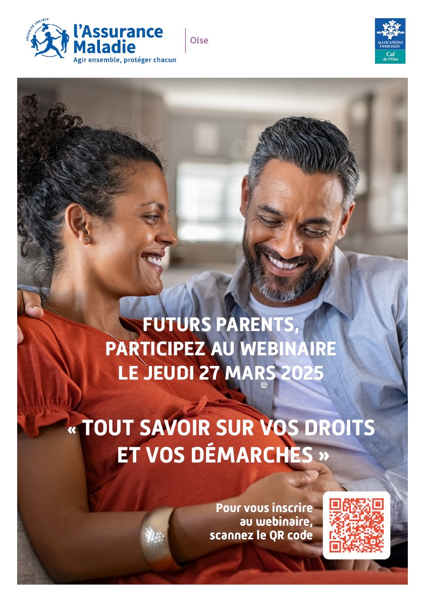 #Futursparents | Webinaire pour préparer sereinement l'arrivée de bébé, la <a href="/OiseCpam/">CPAM Oise Actu</a> et la CAF de l'#Oise vous proposent un temps d'échange pour tout savoir sur vos droits et démarches.
📅 Jeudi 27 mars à 17 h 
👉 lien d’inscription 🔗 lnkd.in/eRhpaS4u

#FIERSDEPROTEGER