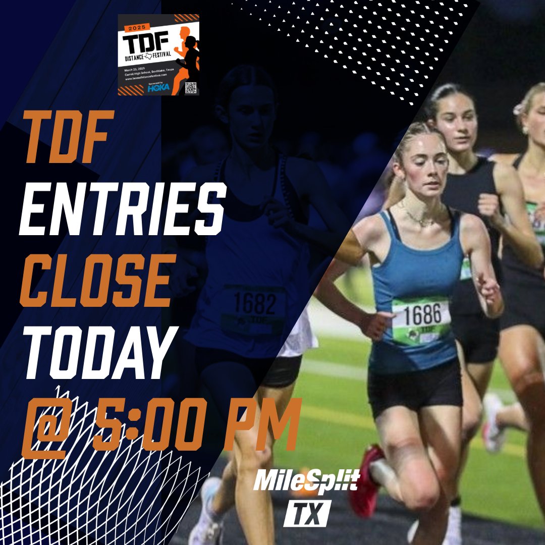 Entries for the Texas Distance Festival close today at 5:00 p.m. CST
