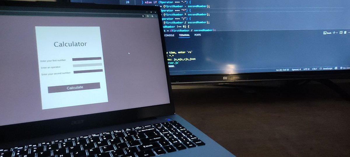 hassanS8129's tweet image. Everyone builds a calculator using JavaScript, but I wanted to take it a step further! 🚀 So, I built one using HTML, CSS, Node.js giving it a more polished and fancy touch. Excited to improve it further! What features should I add next?.... #100DaysOfCode #NodeJS #WebDevelopment