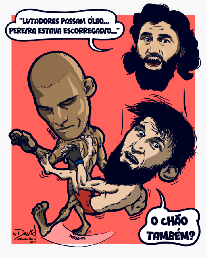 DavidCarvalhoC's tweet photo. #ChargedeMMA - Banda.
"Fighters use oil... Pereira was slippery..."
Ankalaev (while getting swept): "The floor too?"
Via: @portaldovt
#UFC #AlexPereira #Poatan #MagomedAnkalaev #MMA #UFC313 #MMAHumor #BJJ #Kickboxing #FightGame #UFCChamp #PoatanVsAnkalaev #GroundGame https://t.co/EU4akPPIrO