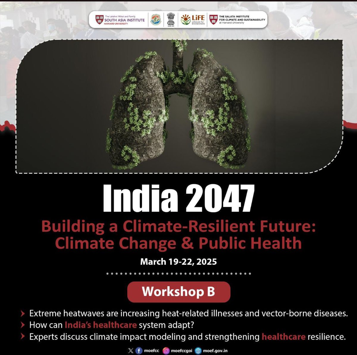 moefcc's tweet photo. Climate &amp; health are deeply connected! Workshop B at #India2047 explores how extreme heat &amp; climate change impact public health and how India's healthcare system can adapt.
#GreenIndia #MissionLiFE #ProPlanetPeople https://t.co/1RIowBi9eT