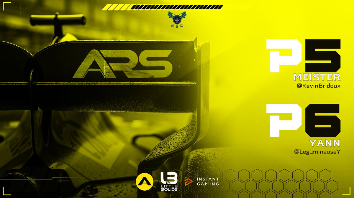 ARS - Academy Racing Sport (@ars_esport) on Twitter photo 🏁- <a href="/RSC_eSport/">Race Speed Championship</a> 🟡⚫️
Des points importants marqués ce soir au Qatar pour la dernière course de la saison.
P5 : <a href="/KevinBridoux/">ARS Meister</a>
P6 : <a href="/LegumineuseY/">YannKx</a> 🏁- <a href="/RSC_eSport/">Race Speed Championship</a> 🟡⚫️
Des points importants marqués ce soir au Qatar pour la dernière course de la saison.
P5 : <a href="/KevinBridoux/">ARS Meister</a>
P6 : <a href="/LegumineuseY/">YannKx</a>