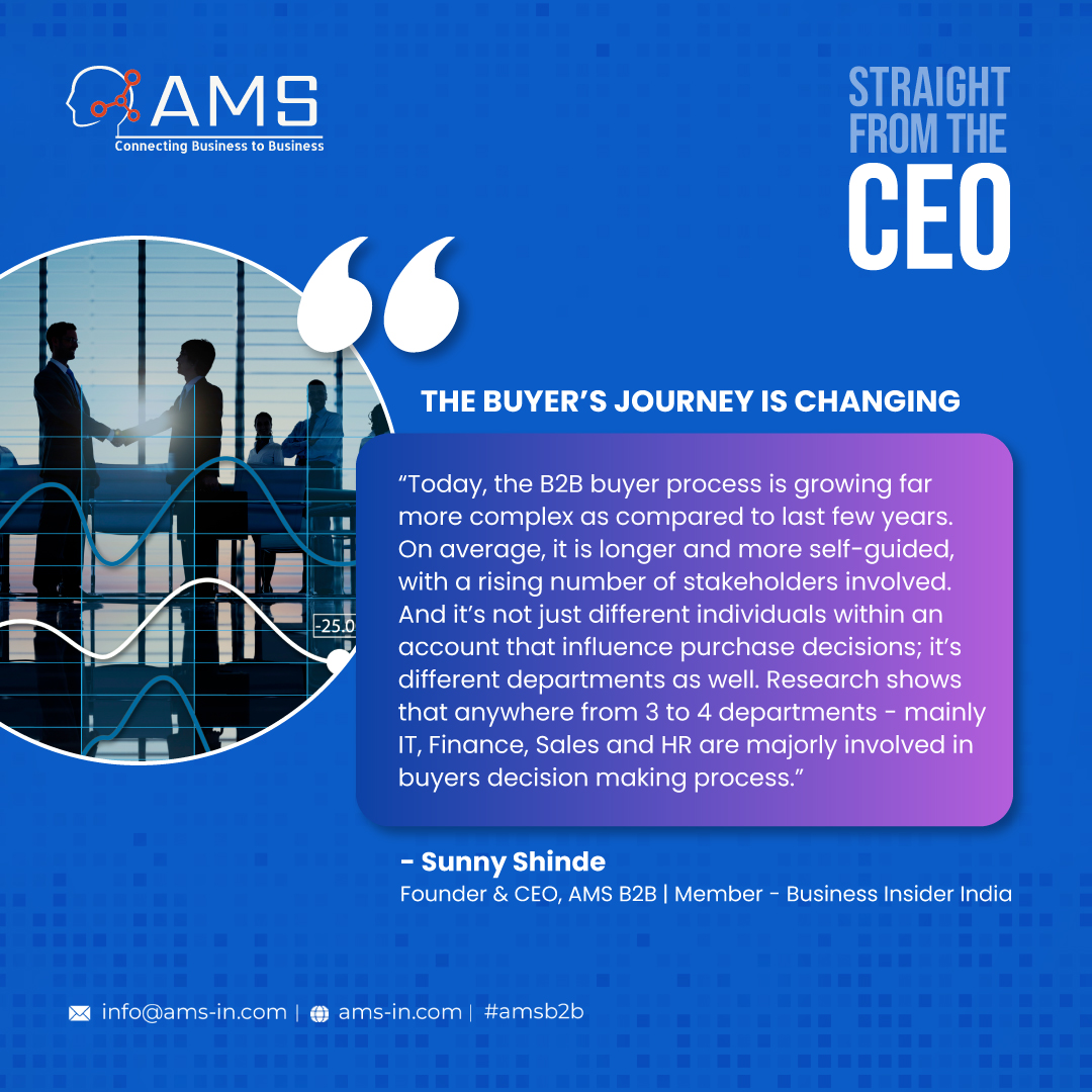AMS_B2B's tweet photo. The buyer's journey is evolving, with buyers now taking more control and conducting extensive research online before engaging with sales teams, demanding personalized experiences and value-driven content.

#buyerjourney #b2bmarketing #salesstrategy #innovations #amsb2b https://t.co/Av9s3DQafR