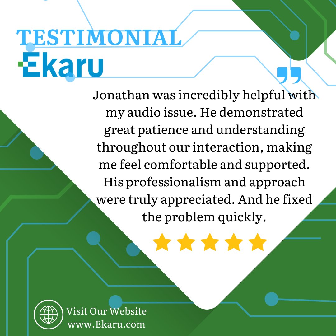 We’re all smiles after reading this testimonial!  Your kind words make all the hard work worth it. Thank you for being such an amazing client! 💖

#EkaruTeam #EkaruTestimonial #ClientTestimonial #PositiveFeedback #CyberSecurity