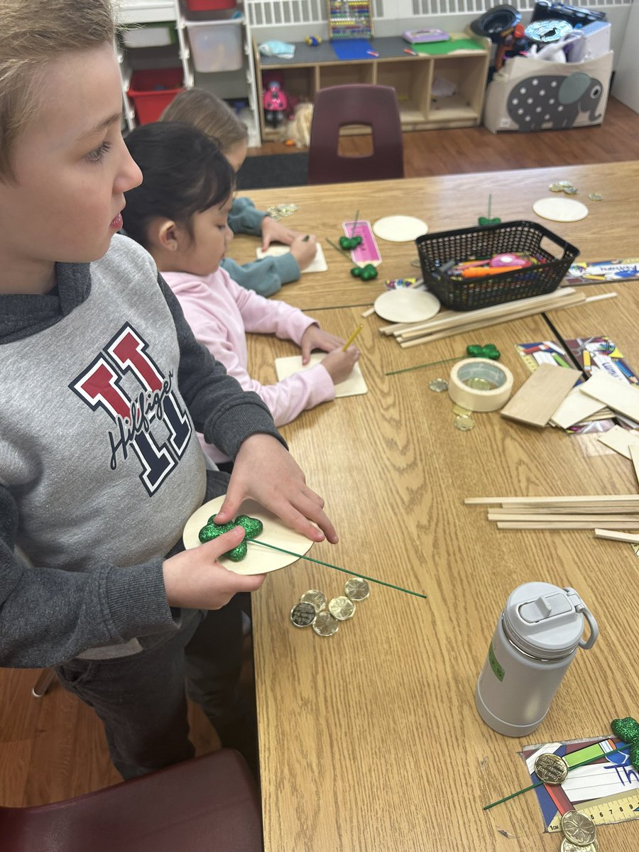 Hard at work building our leprechaun traps! Happy St. Patrick’s Day!  #vaniervikings