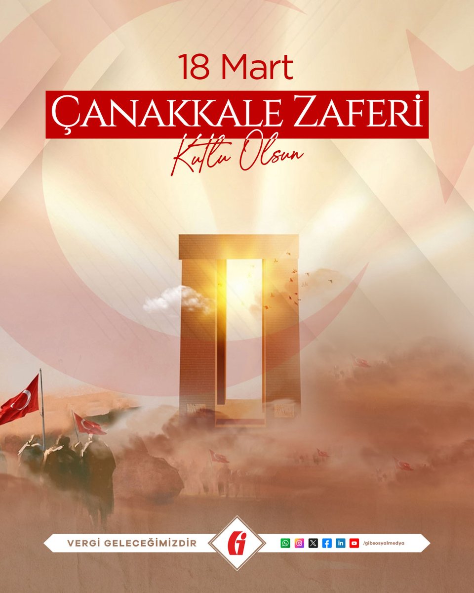 18 Mart 1915 Çanakkale Zaferi'nin 110. yıl dönümünde, bu zaferi bize armağan eden Gazi Mustafa Kemal Atatürk başta olmak üzere Çanakkale’yi geçilmez kılan tüm şehitlerimizi saygı ve şükranla anıyoruz.

#18Mart #ÇanakkaleZaferi