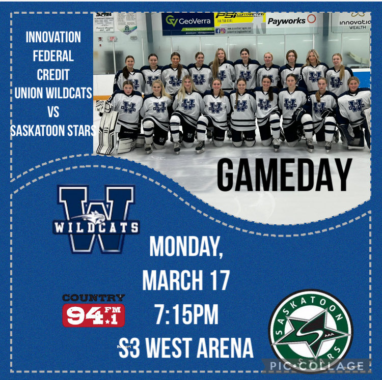 SC Innovation Federal Credit Union Wildcats (@scaaawildcats) on Twitter photo <a href="/InnovationCU/">Innovation Federal Credit Union</a> Wildcats host the Saskatoon Stars tonight in game two of league semi-final series. The game can be heard live on <a href="/Country94One/">Country 94 One</a> <a href="/InnovationCU/">Innovation Federal Credit Union</a> Wildcats host the Saskatoon Stars tonight in game two of league semi-final series. The game can be heard live on <a href="/Country94One/">Country 94 One</a>